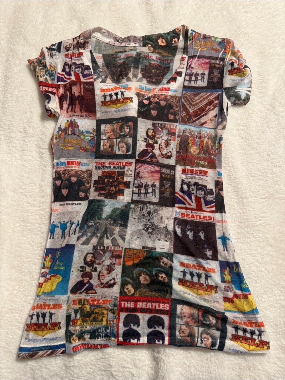 Source Unknown The Beatles Album Collage Short Sleeve Tee - Multi